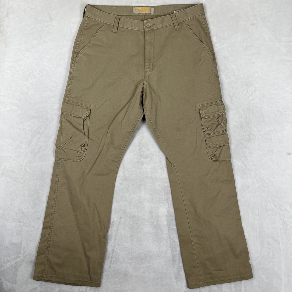 Wrangler Cargo Pants Mens 34x30 Beige Regular Fit Canvas Utility Pockets